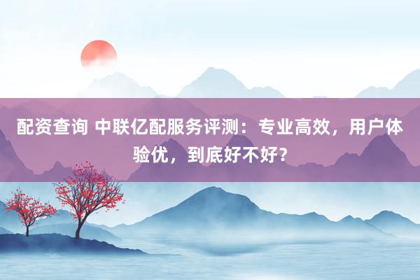 配资查询 中联亿配服务评测：专业高效，用户体验优，到底好不好？