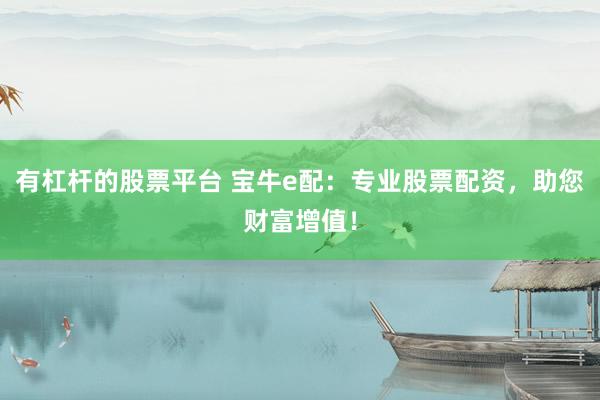 有杠杆的股票平台 宝牛e配：专业股票配资，助您财富增值！