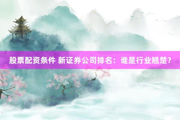 股票配资条件 新证券公司排名：谁是行业翘楚？