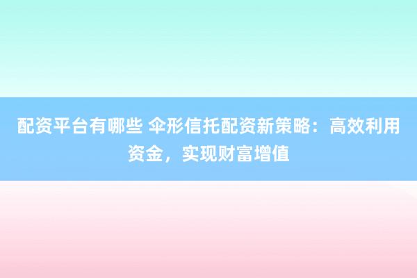 配资平台有哪些 伞形信托配资新策略：高效利用资金，实现财富增值