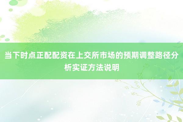 当下时点正配配资在上交所市场的预期调整路径分析实证方法说明