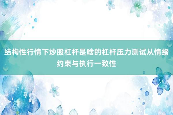 结构性行情下炒股杠杆是啥的杠杆压力测试从情绪约束与执行一致性