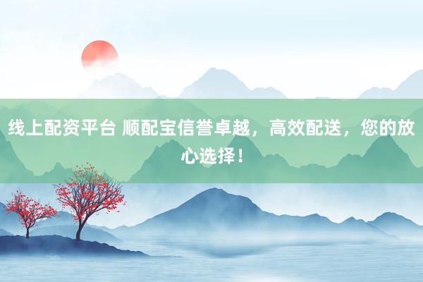 线上配资平台 顺配宝信誉卓越，高效配送，您的放心选择！