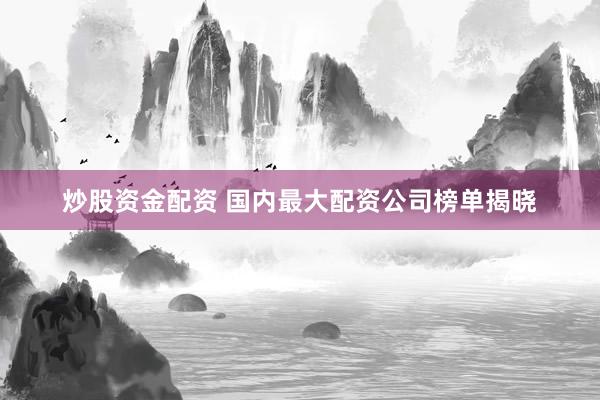 炒股资金配资 国内最大配资公司榜单揭晓