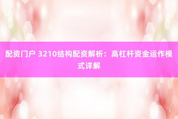 配资门户 3210结构配资解析：高杠杆资金运作模式详解