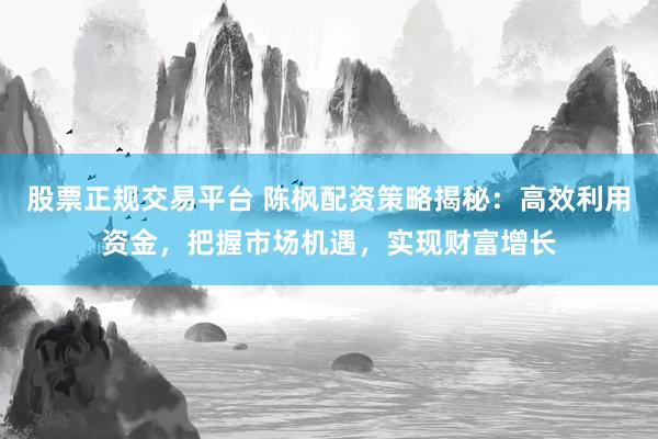 股票正规交易平台 陈枫配资策略揭秘：高效利用资金，把握市场机遇，实现财富增长